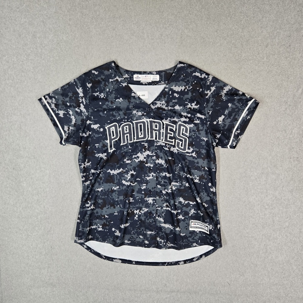 San Diego Padres Women Jersey XL/XG/XG Blue Majestic Baseball Camouflage